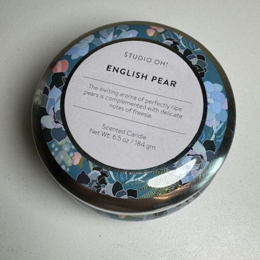 Studio OH! English Pear Scented Candle Jar 6.5 oz. New